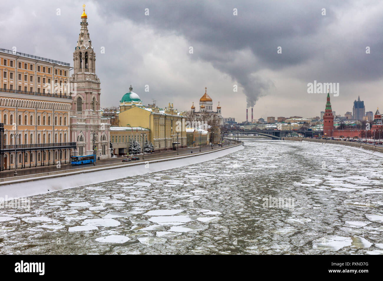 Winter Stadtbild mit Moskwa, Moskau, Russland Stockfoto