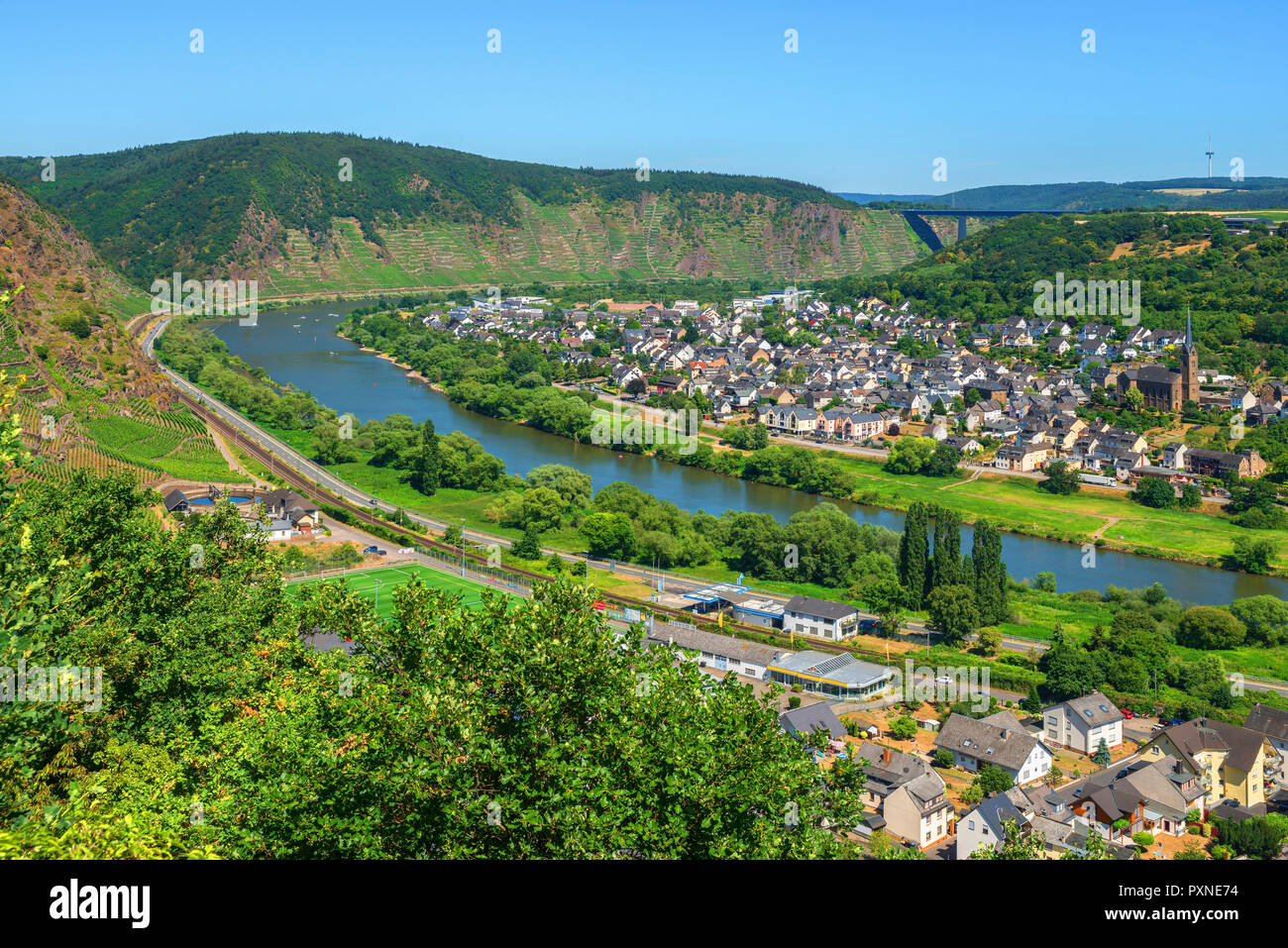 Blick in Dieblich, Mosel, Rheinland-Pfalz, Deutschland Stockfoto