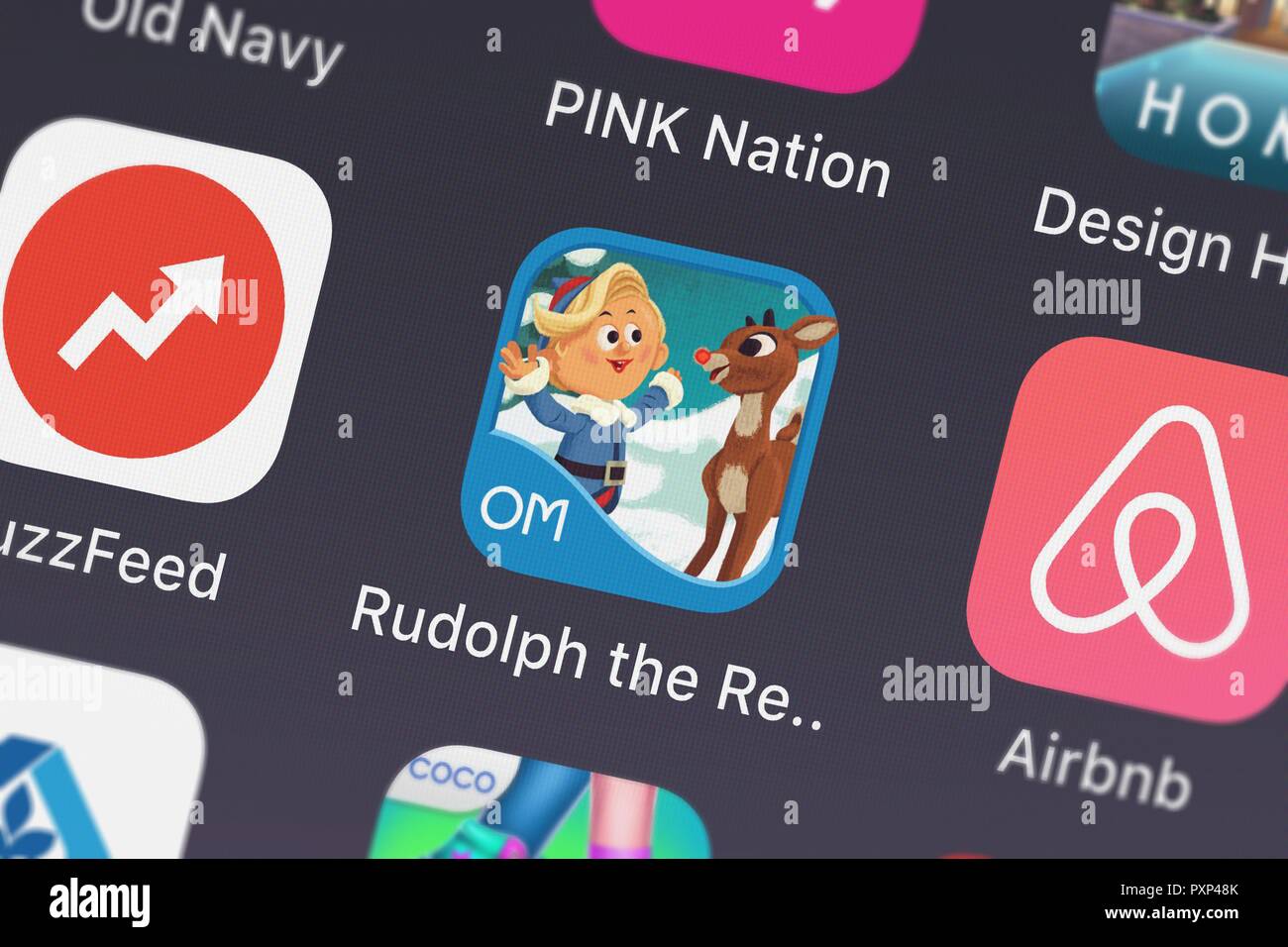 London, Großbritannien, 23. Oktober 2018: Bildschirmfoto von mobilen Oceanhouse Media app Rudolph The Red-Nosed Reindeer. Stockfoto
