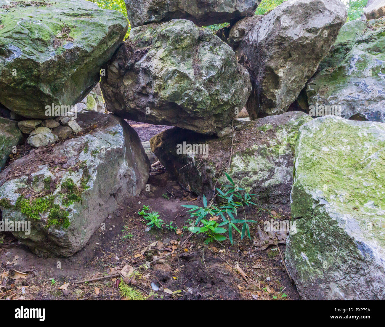 Einen Haufen Gestapelt Boulder Stein Felsen Schone Gartendekoration Hintergrund Stockfotografie Alamy