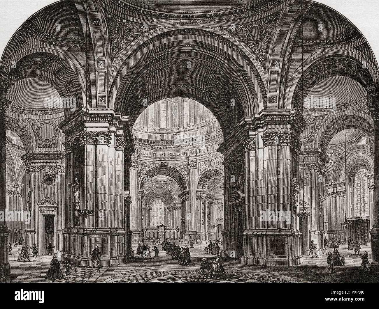 Innere der St. Paul's Cathedral nach Osten, wie wäre es nach dem ersten Wren's Design. Von London Bilder, veröffentlicht 1890. Stockfoto