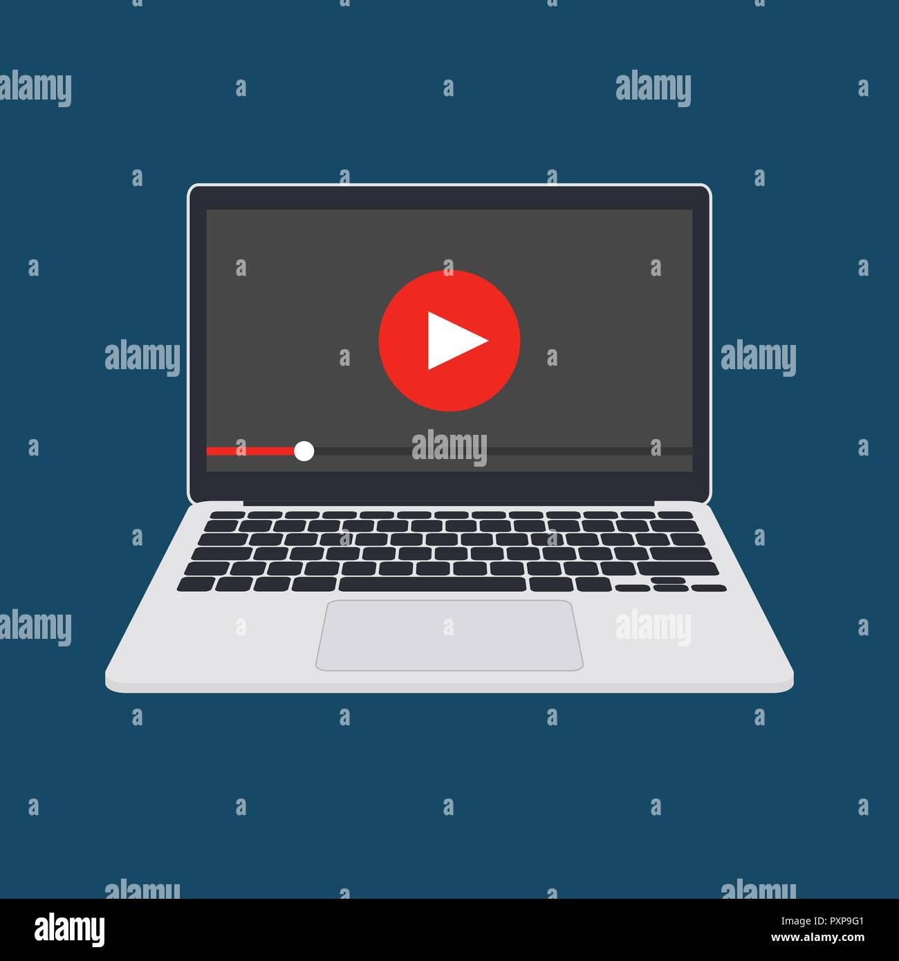 Online Video Player auf Laptop Vektor-illustration, Flachbild-TV, Computer mit Internet Web Streaming Konzept, e-Learning Stock Vektor