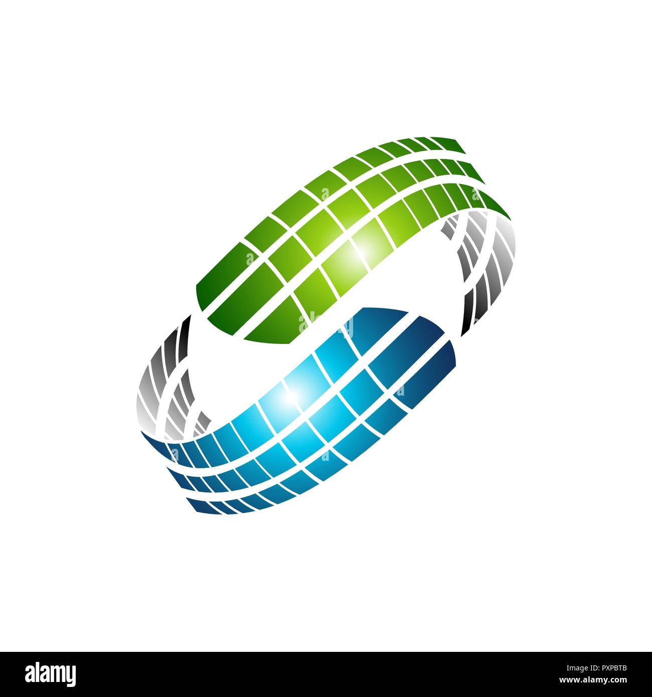 Logo stilisiert sphärische Fläche mit abstrakten Formen. Dieses Logo ist geeignet für globale Unternehmen, Welt Technologien und Medien und Werbeagenturen Stock Vektor