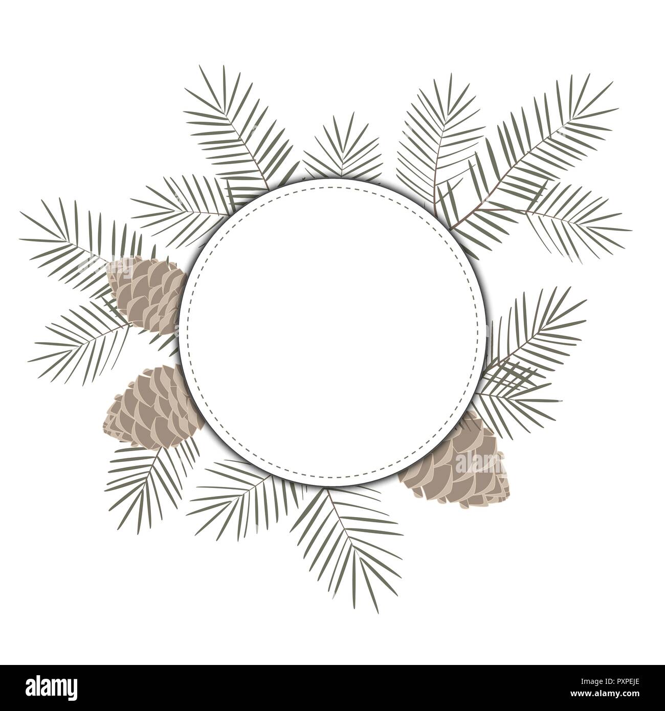 Weihnachten runden Rahmen mit Tannenzweigen und Platz für Text. Vector Illustration. Stock Vektor
