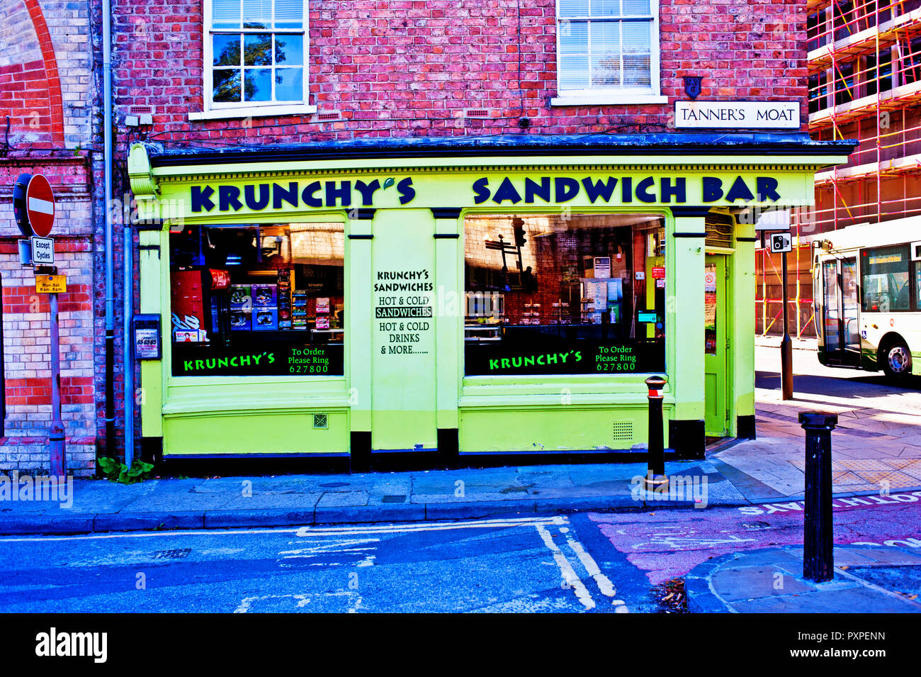 Krunchys Sandwich Bar, Gerber Wassergraben, York, England Stockfoto