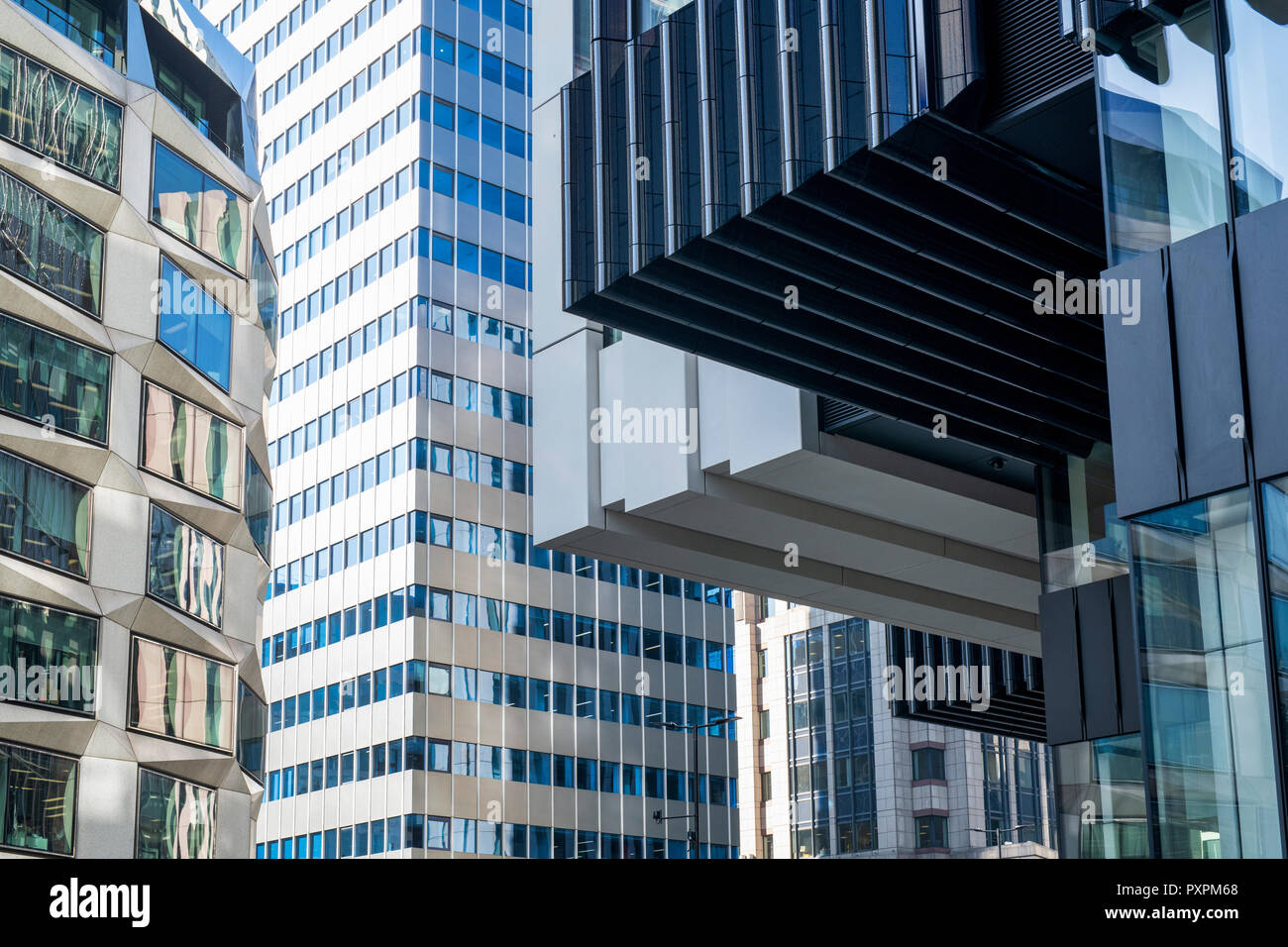 Bürogebäude Wolkenkratzer abstrakt, London Wall, London, England Stockfoto