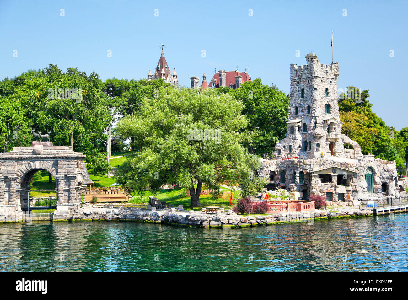 ALEXANDRIA, USA - 24. August 2012: Historische Boldt Castle in der 1000 Inseln Region des Staates New York auf Herz Insel im St. Lawrence River. Im Jahr 1900, Stockfoto