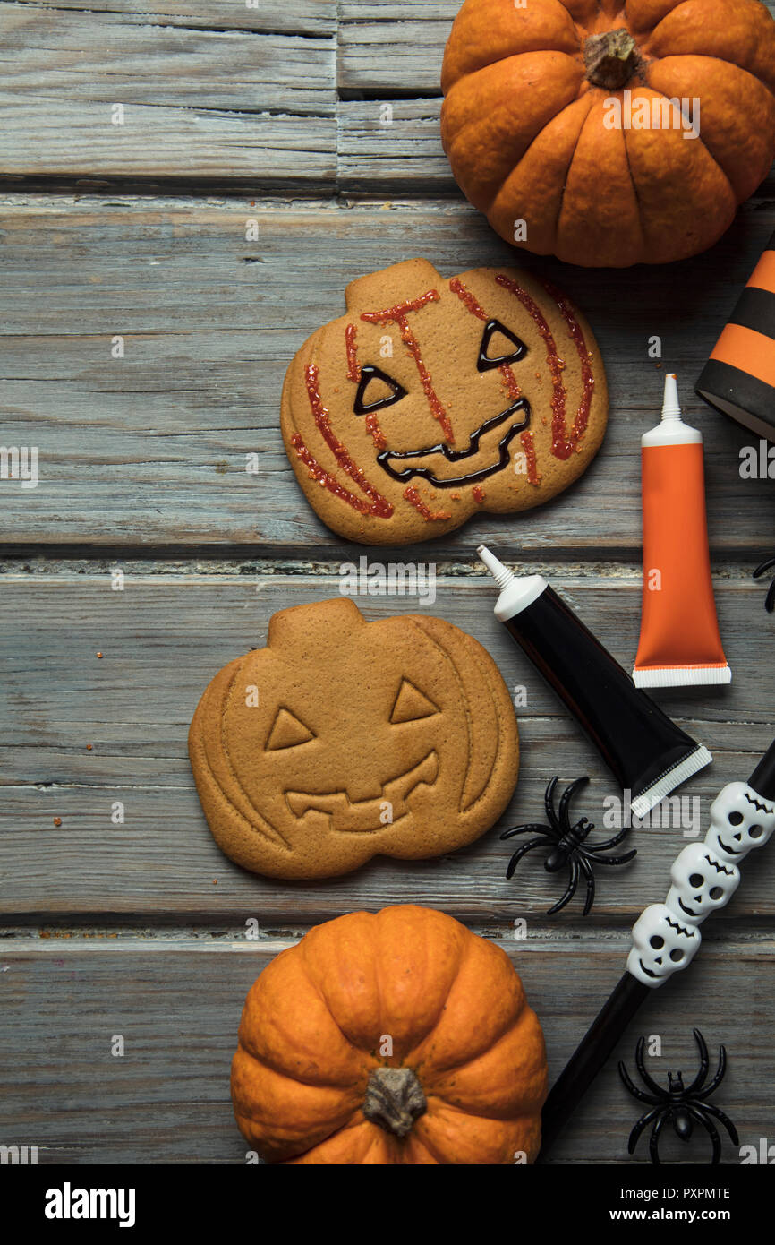 Halloween Kürbis Lebkuchen cookies Stockfoto