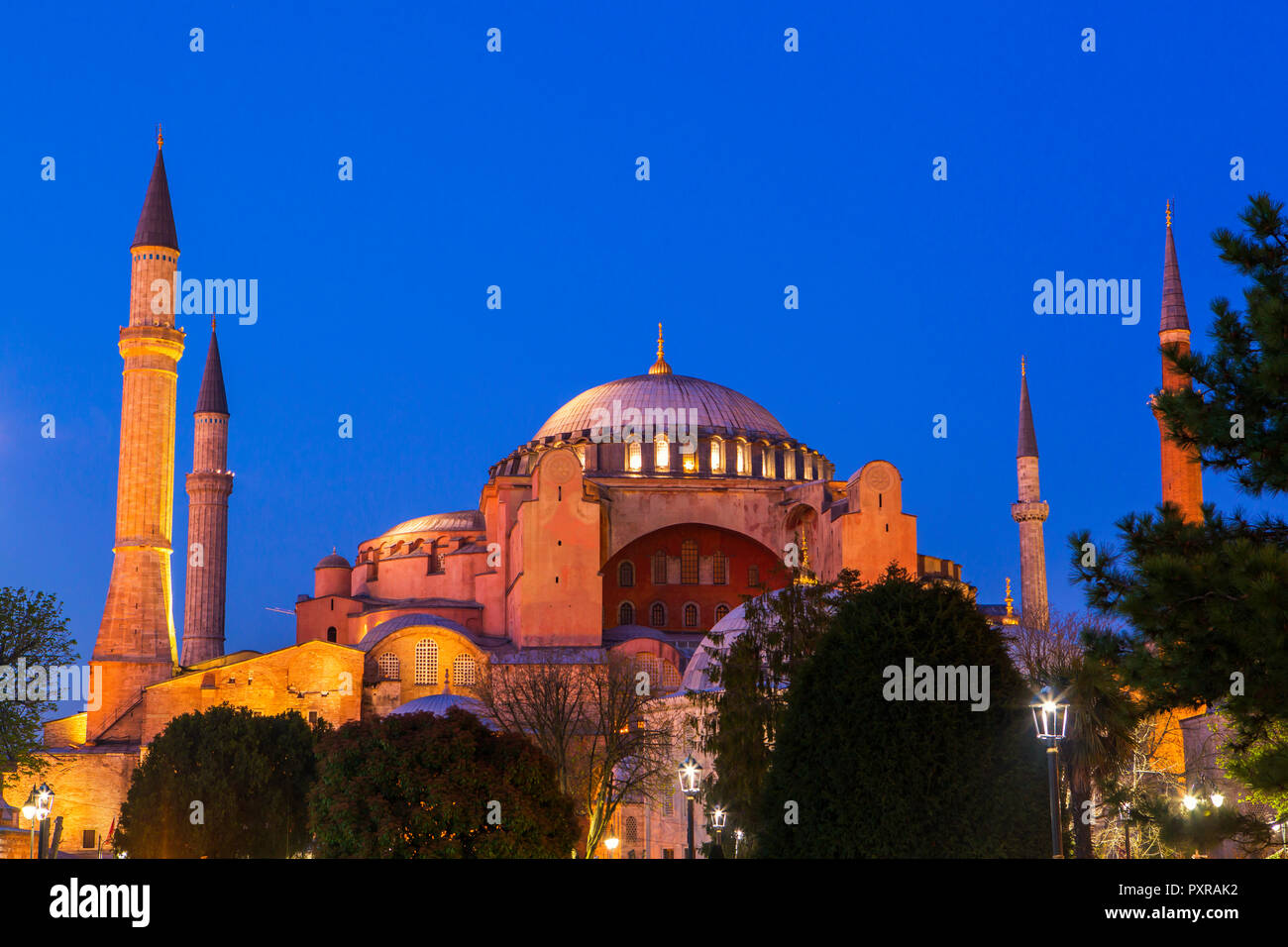 Türkei, Istanbul, Hagia Sofia Moschee an der blauen Stunde Stockfoto