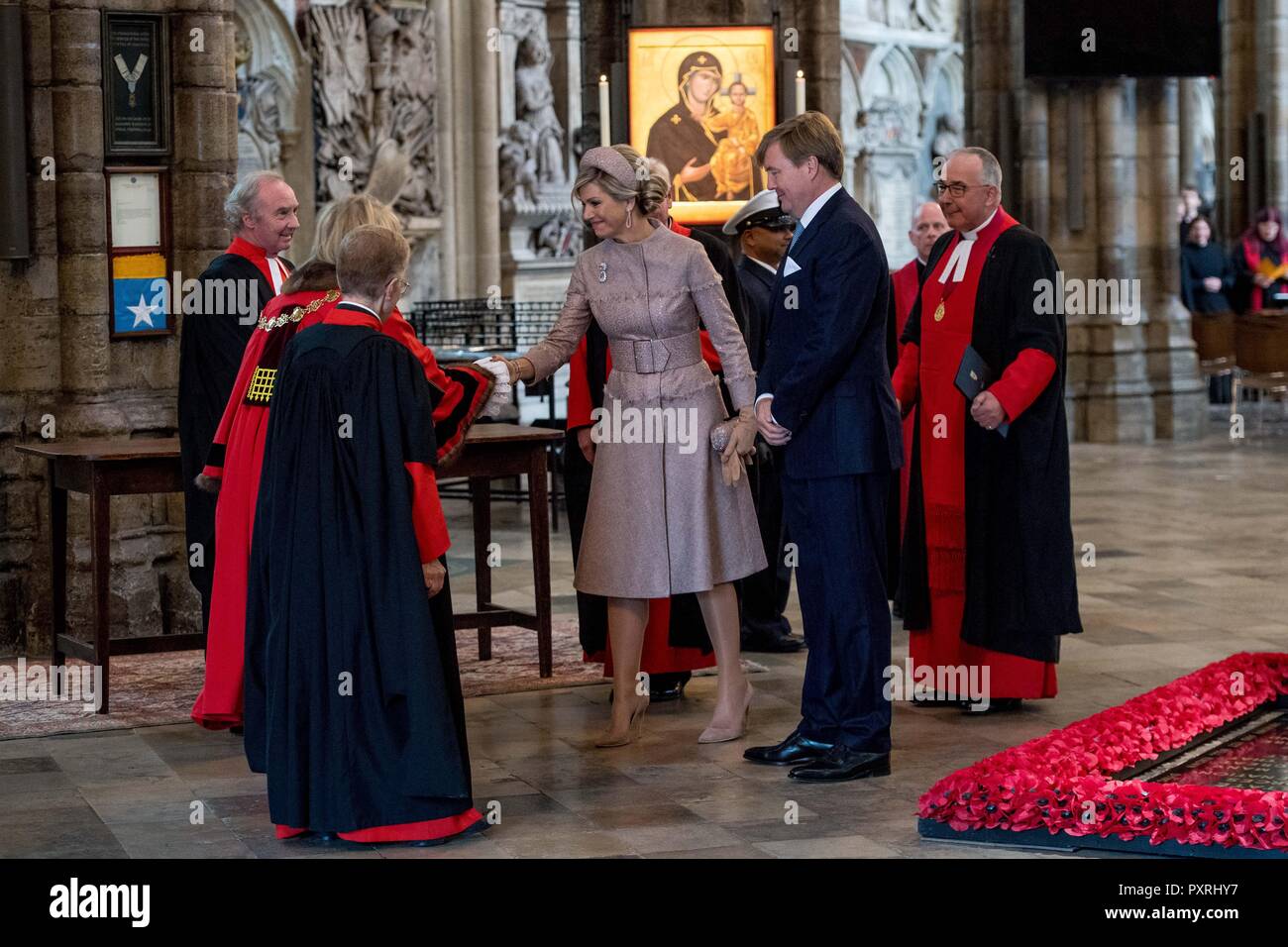 London, Großbritannien. 23. Okt 2018. König und Königin Maxima Willem-Alexander der Niederlande im Westminster Abby in Londen am 23. Oktober 2018, zu einem Rundgang in Westminster Abbey, wreathing und der Besuch des Grafen King-Stadtholder William III. und Königin Maria II. bei der 1. Eines 2 Tage Statevisit auf das Vereinigte Königreich Quelle: dpa Picture alliance/Alamy leben Nachrichten Stockfoto