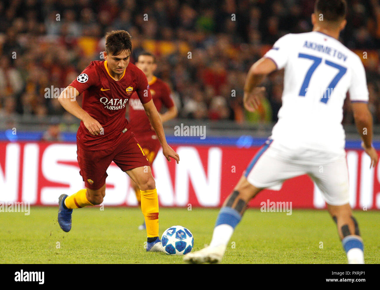 Rom, Italien, 23. Oktober, 2018. Roma's Cengiz Unter in Aktion während der Champions League Gruppe G Fußballspiel zwischen Roma und CSKA Moskau im Olympiastadion. Roma gewann 3-0. © Riccardo De Luca UPDATE BILDER/Alamy leben Nachrichten Stockfoto