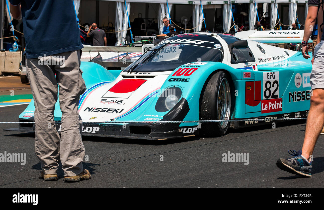 Die Front eines Vintage Le Mans Rennwagen Stockfoto