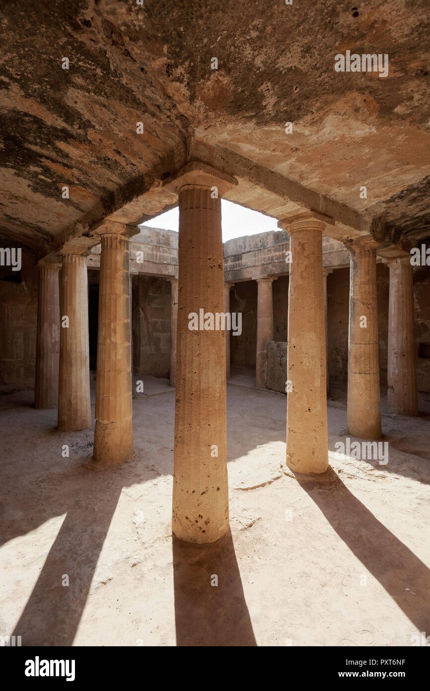 Archäologische Ausgrabungsstätte, Königliche Gräber von Nea Pafos, Nekropole von der römischen Antike, Republik Zypern, Zypern Stockfoto
