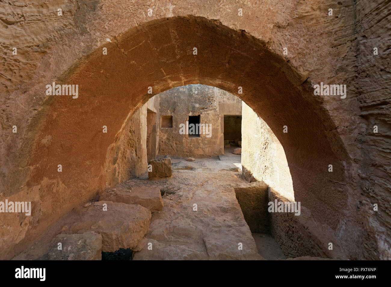 Archäologische Ausgrabungsstätte, Königliche Gräber von Nea Pafos, Nekropole von der römischen Antike, Republik Zypern, Zypern Stockfoto