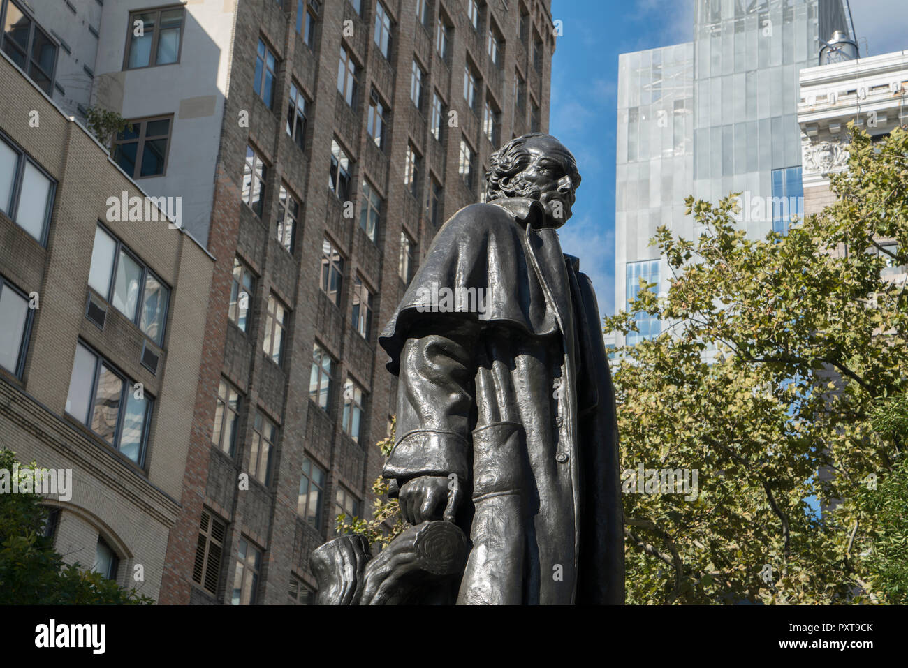 Eine Statue der Uruguayischen held José Artigas in die Spring Street Park steht im Viertel Soho in Manhattan. Stockfoto