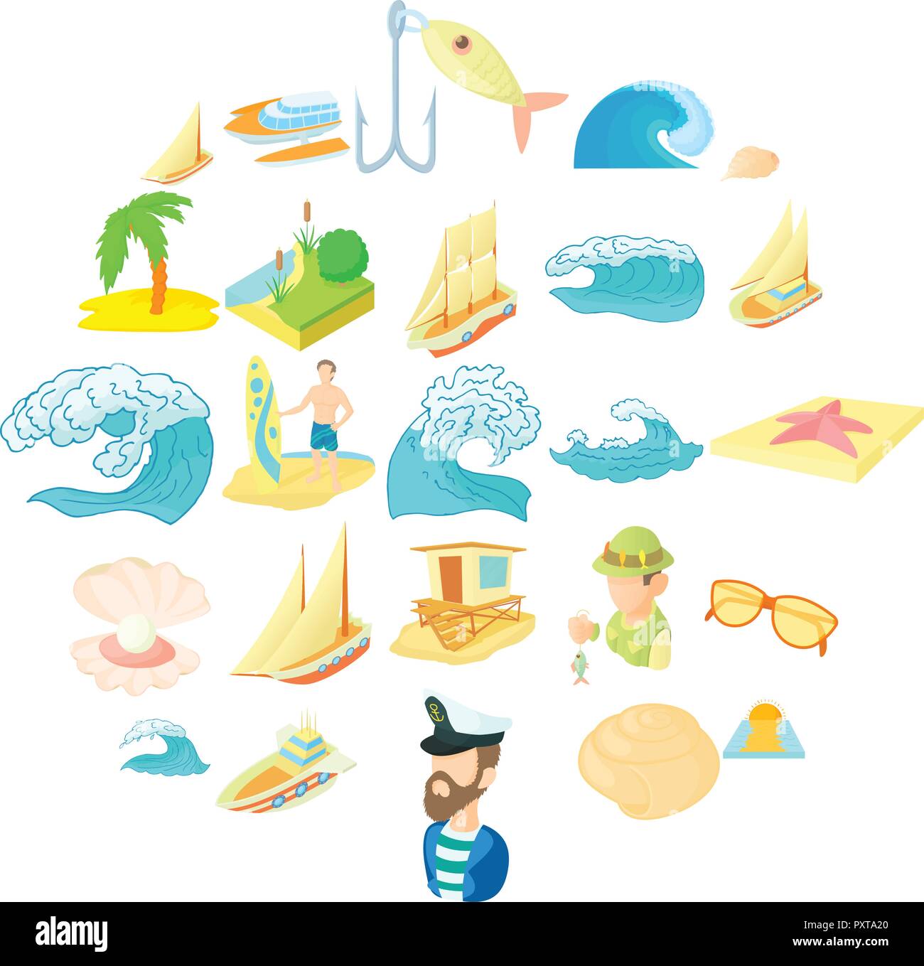 Seasearch Symbole, Cartoon Stil Stock Vektor