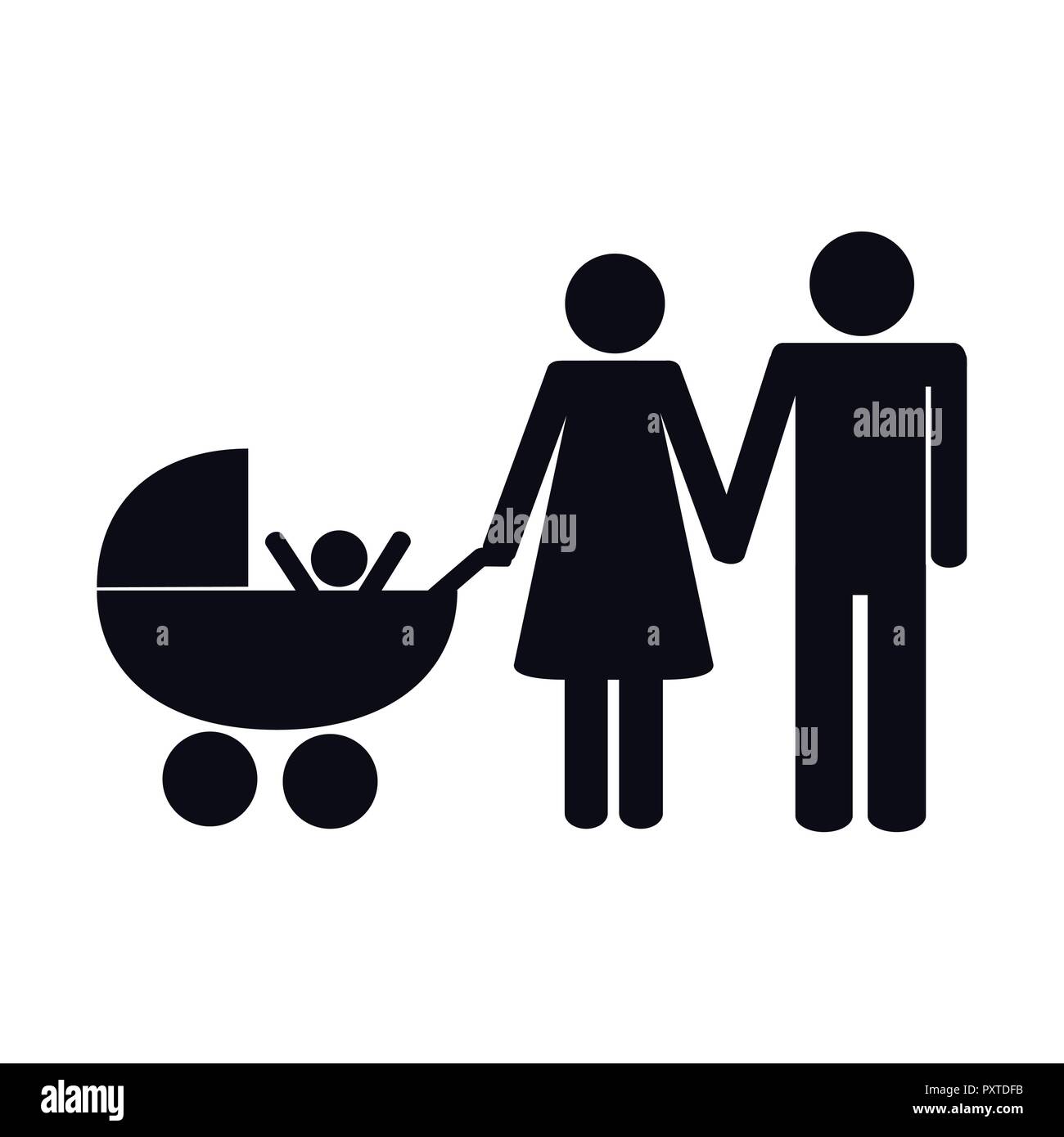 Eltern mit einem Baby Piktogramm Vektor-illustration EPS 10. Stock Vektor