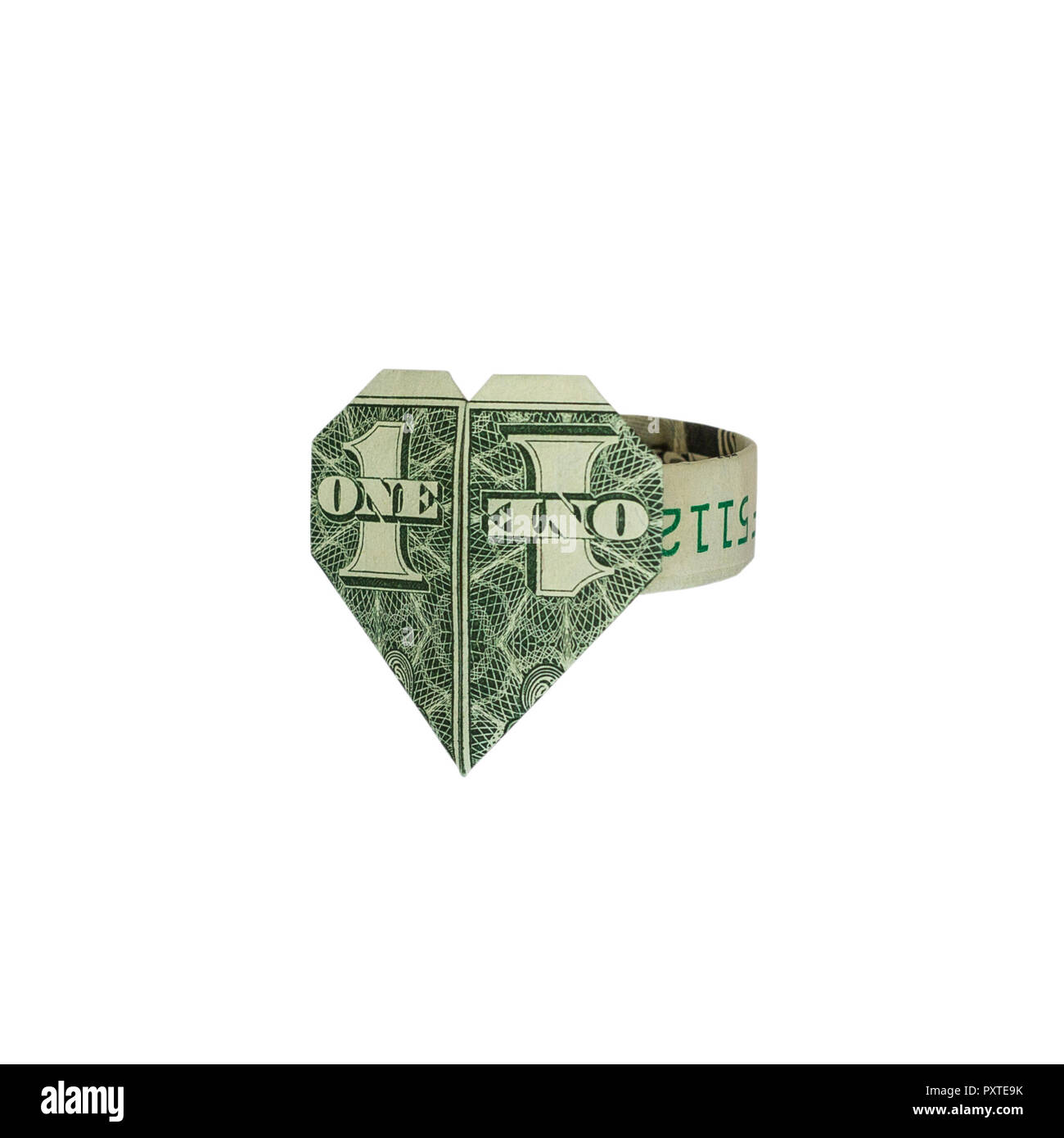Geld Origami Herz Ring Gefaltet Mit Real One Dollar Bill