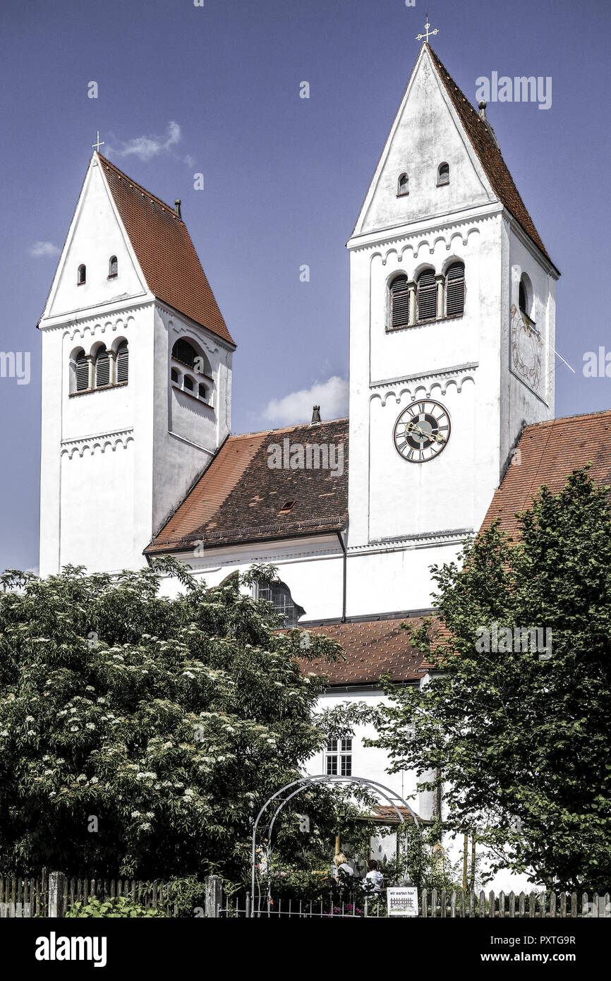 Welfenmünster, Steingaden, Klosterkirche St. Johannes Baptist, Deutschland, Oberbayern, St, Johannes Pfarrkirche, ehemalige Abteikirche, Pfaffenwink Stockfoto