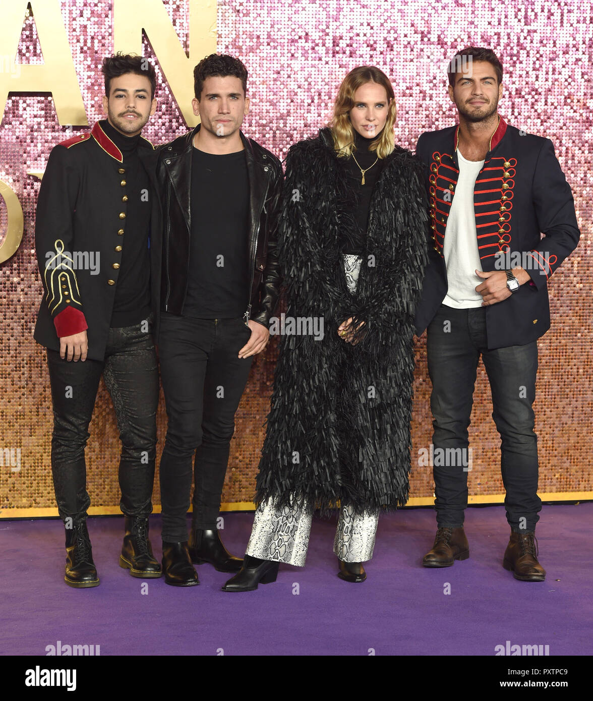 Foto muss Gutgeschrieben © Alpha Presse 079965 23/10/2018 Agoney Hernandez, Jaime Lorente Lopez, Brisa Fenoy und Maxi Iglesias Weltpremiere von Bohemian Rhapsody auf der SSE Wembley Arena London Stockfoto