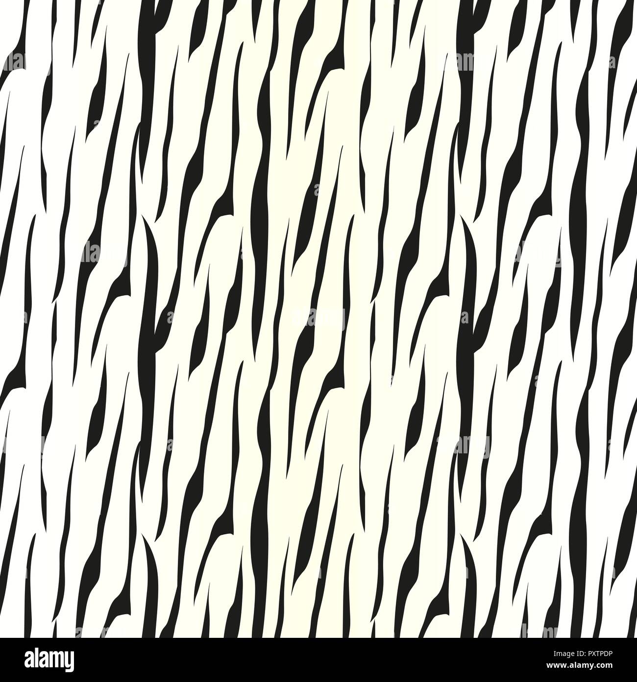 Nahtlose Zebrafell Muster. Wallpaper mit schwarzen Streifen auf weißem Hintergrund. Zebrastreifen Jagd Camouflage. Vector Illustration. Stock Vektor