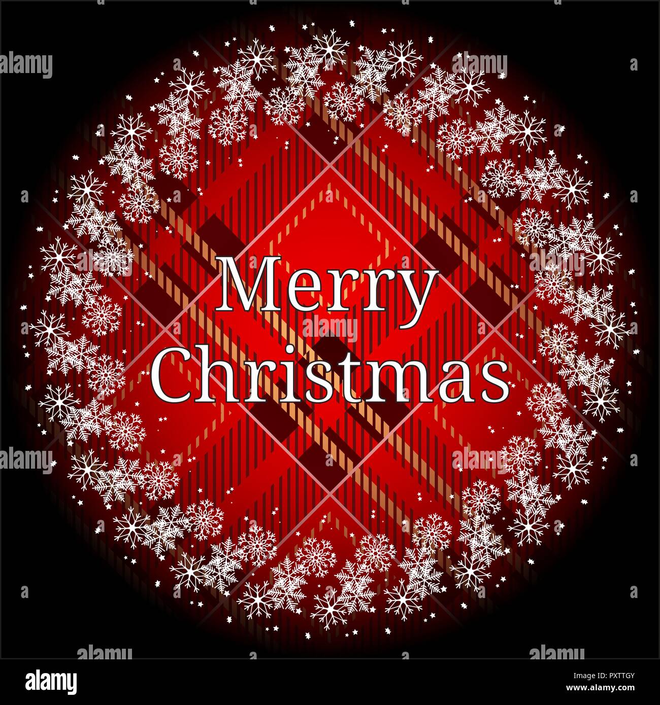 Weihnachten Kranz mit Tannenzweigen und Kegel auf tartan Hintergrund. Vector Illustration. Stock Vektor