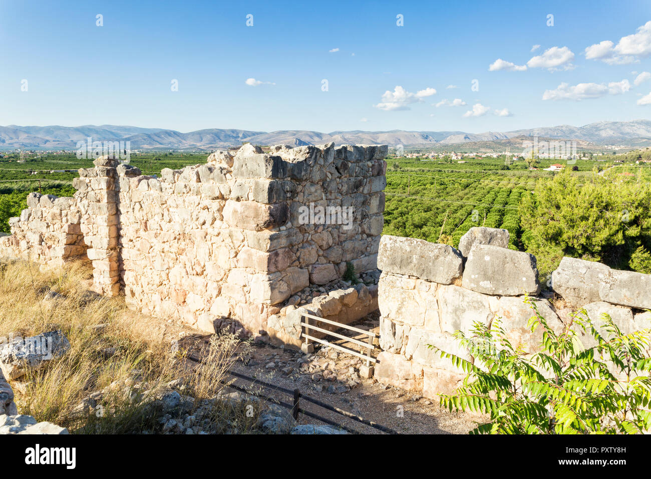 Griechenland, Peloponnes Argolis, Tiryns, archäologische Stätte, Zyklopische Mauerwerk. schloss Wand Stockfoto