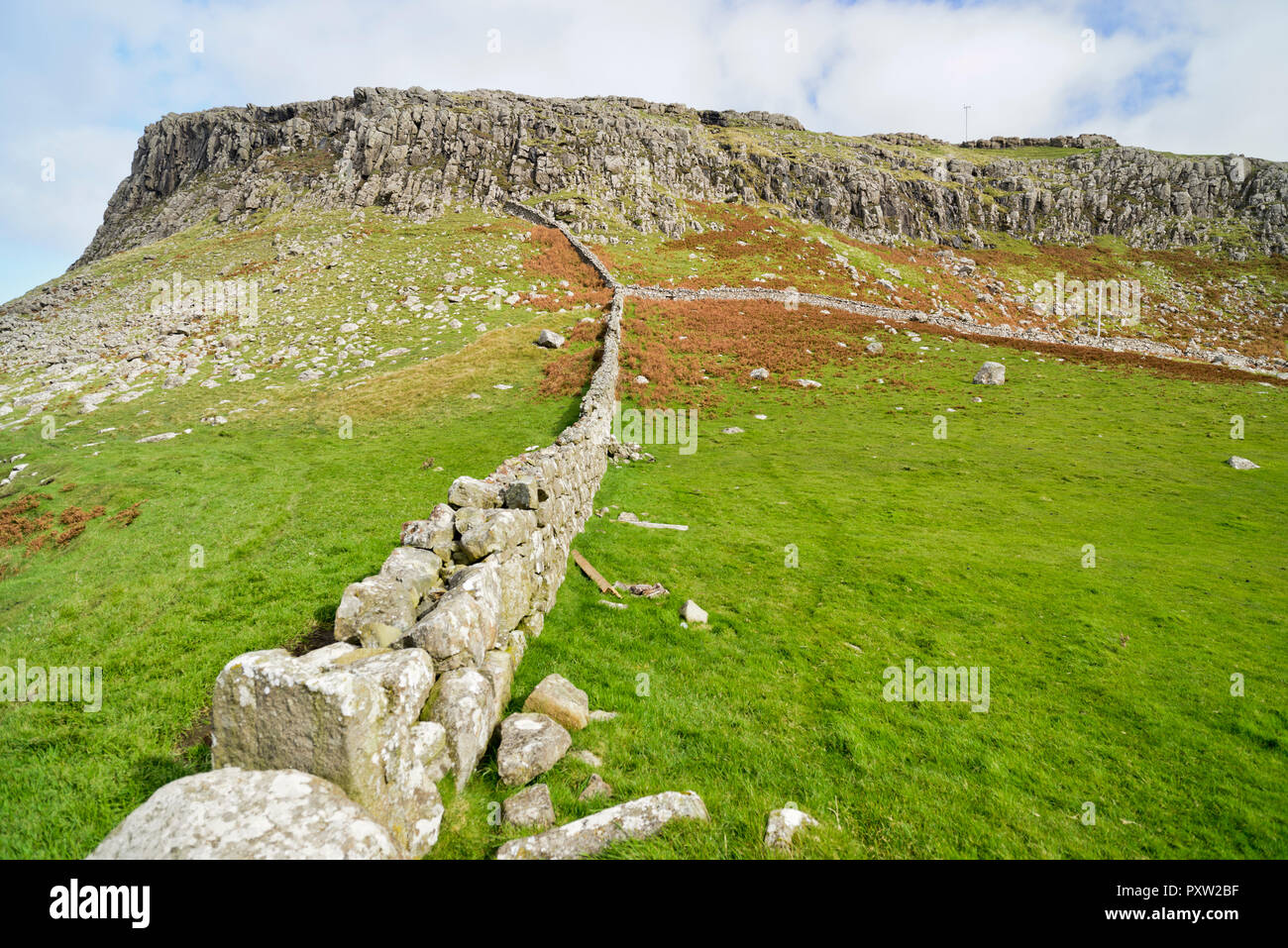 Großbritannien, Schottland, Isle of Skye, Neist Point, Trockenmauer Stockfoto
