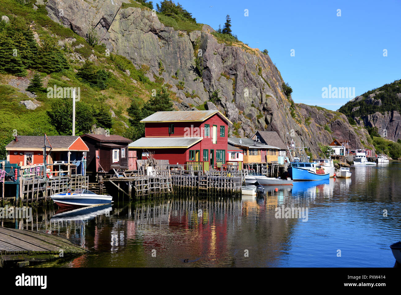 Quidi Vidi, St. John's, NL, Kanada - 11 August, 2018: Die malerische Umgebung von Quidi Vidi, einst ein historisches Fischerdorf innerhalb t entfernt Stockfoto