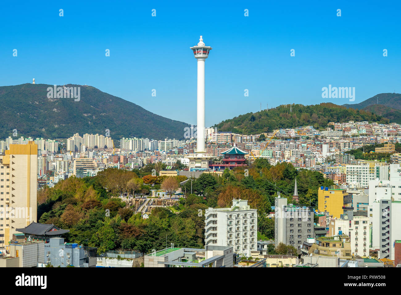 Skyline der Stadt Busan in Südkorea Stockfoto