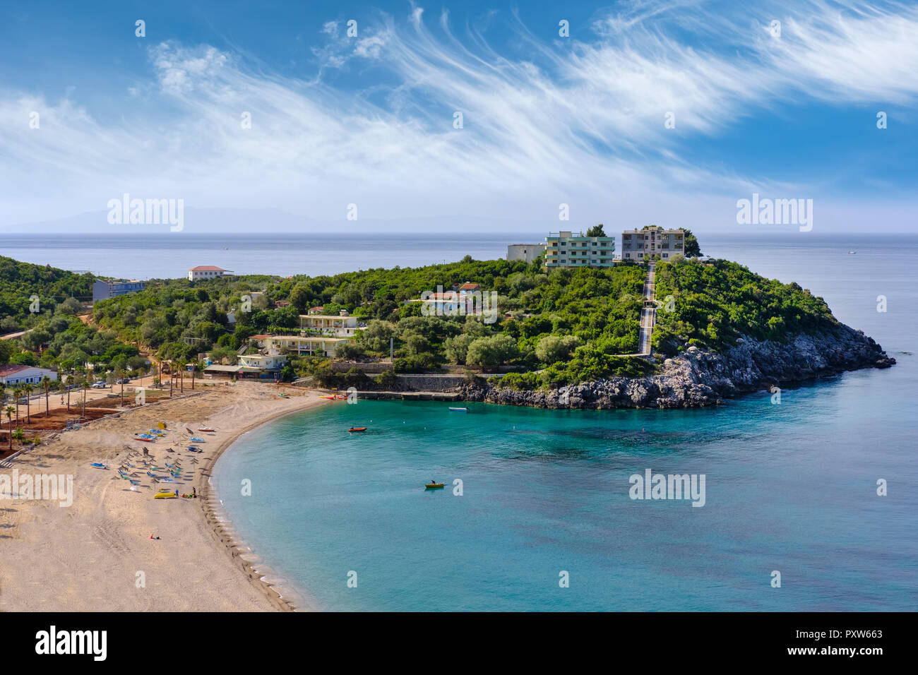 Albanien, Ionean Meer, Albanischen Riviera, Strand von Jal in der Nähe von Himara Stockfoto