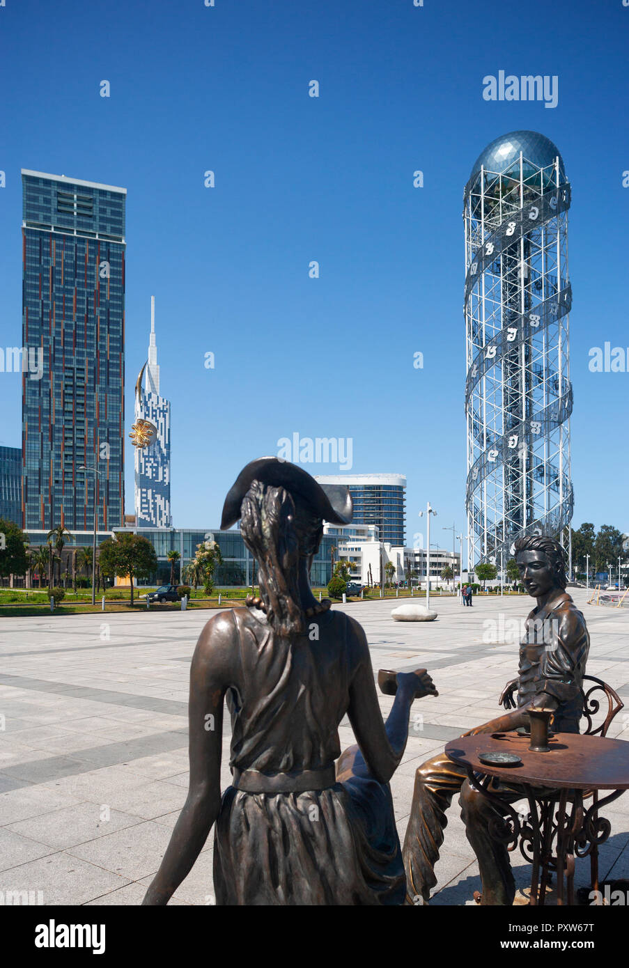 Georgien, Adscharien, Batumi, Wunder Park mit alphabetischem Turm Stockfoto
