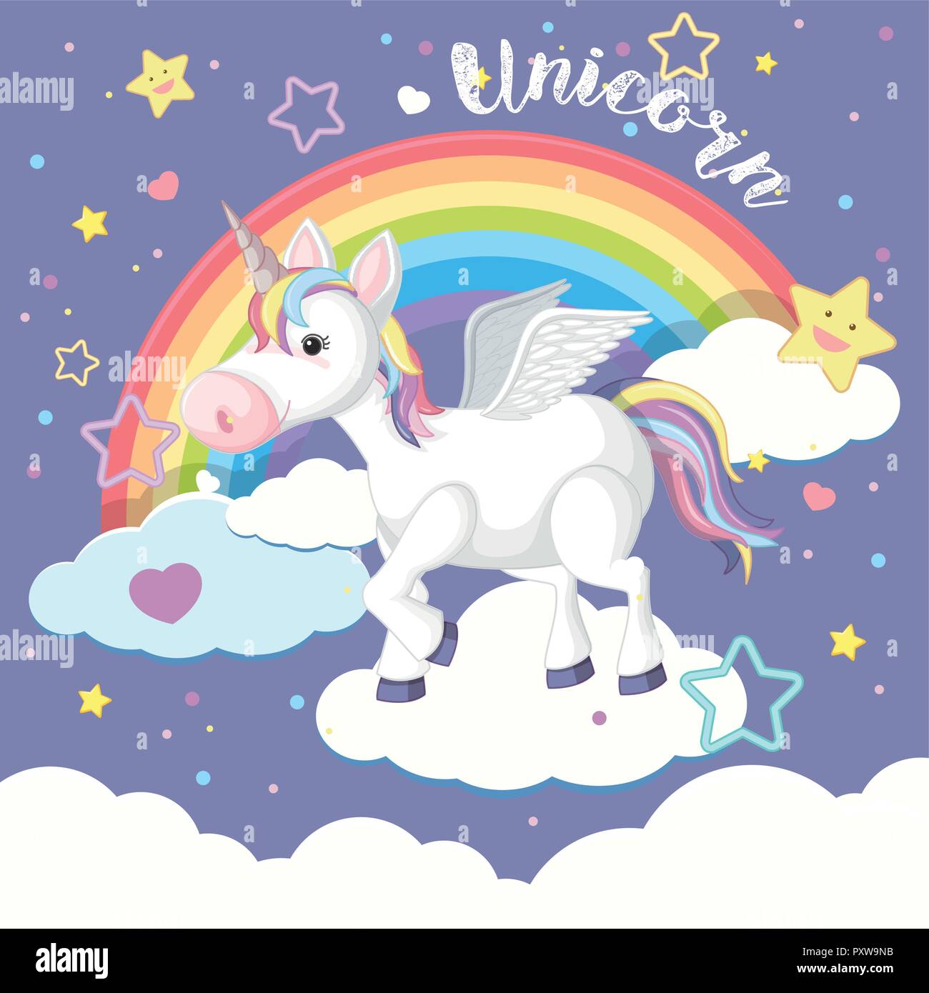 Hintergrund Design mit Einhorn und Rainbow Abbildung Stock Vektor