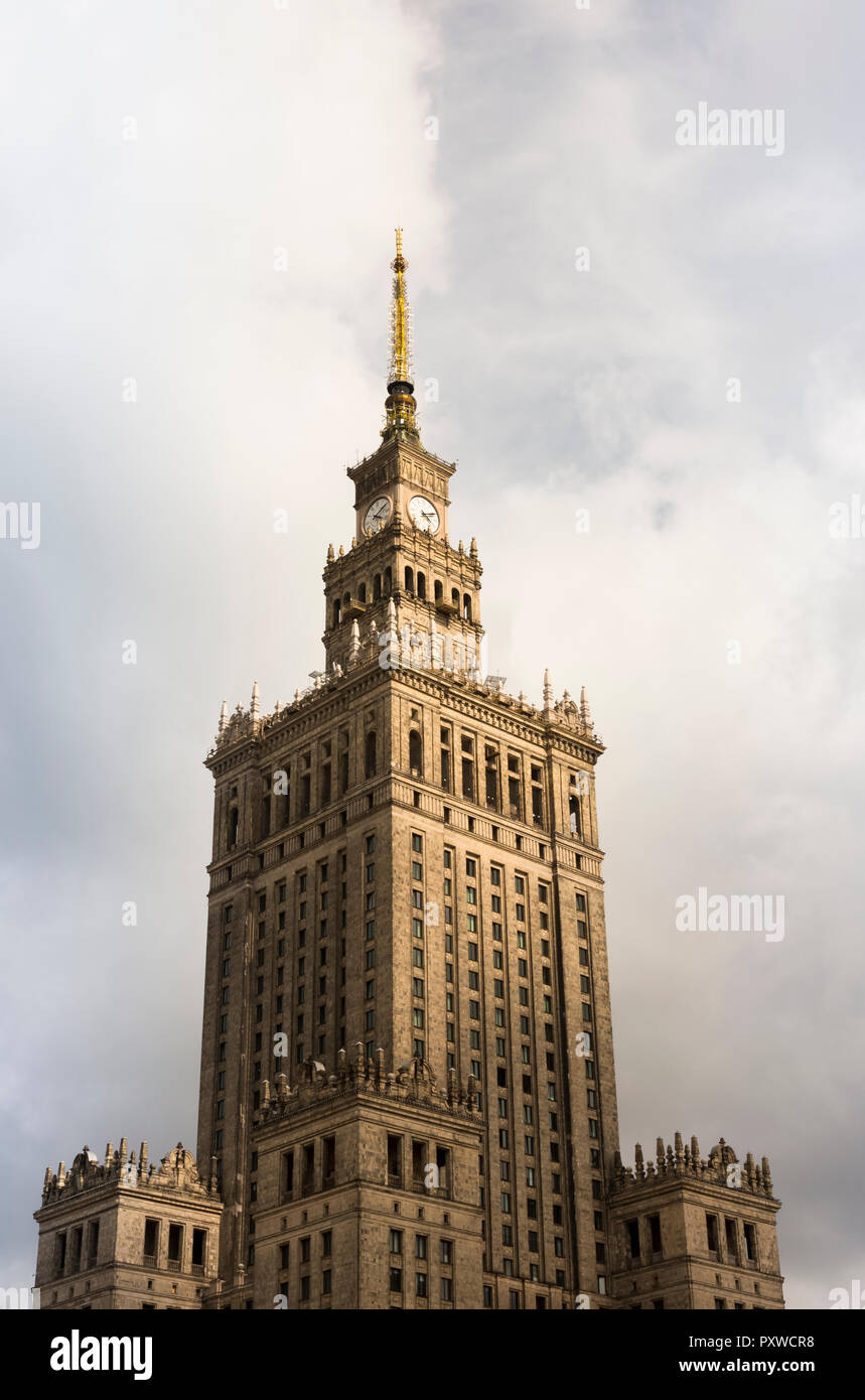 Polen, Warschau, Blick zum Palast der Kultur und Wissenschaft Stockfoto
