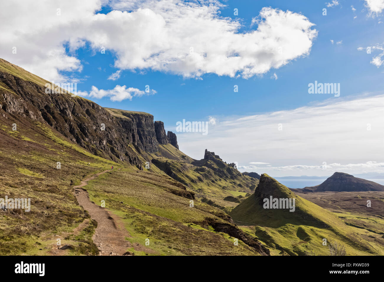 Großbritannien, Schottland, Innere Hebriden, Isle of Skye, Trotternish, Quiraing, Wanderweg Stockfoto
