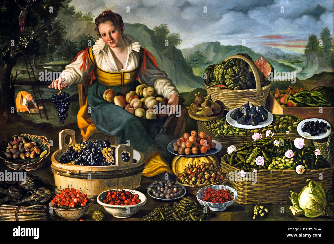 Obst Verkäufer 1578-1581 von Vincenzo Campi 1530-1591 aus dem 16. Jahrhundert, Italien, Italienisch. Stockfoto