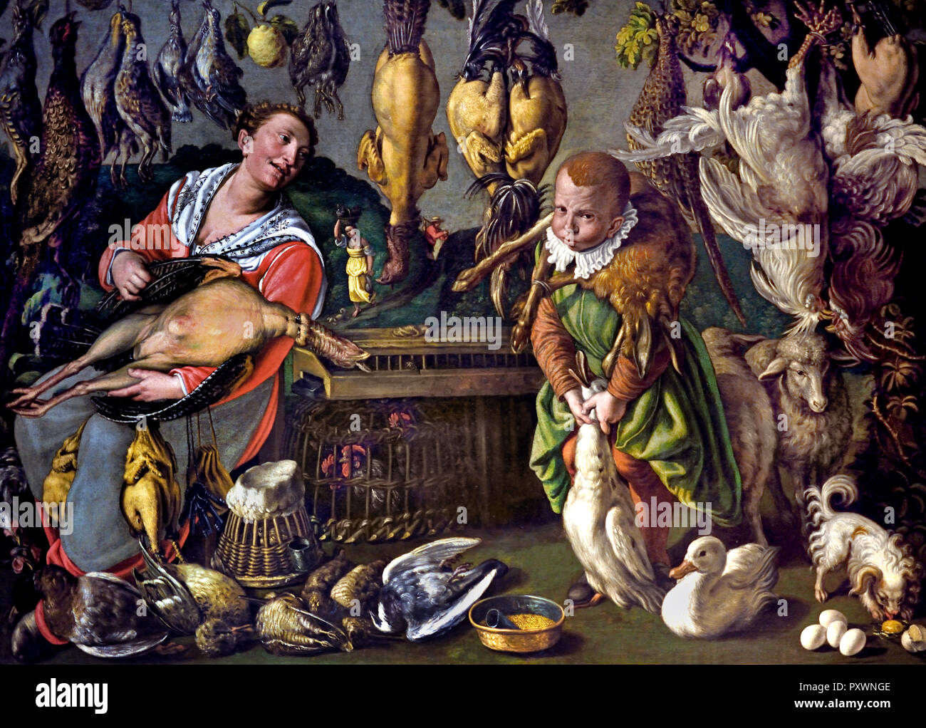 Das Geflügel Verkäufer 1590 von Vincenzo Campi 1530-1591 aus dem 16. Jahrhundert, Italien, Italienisch. Stockfoto
