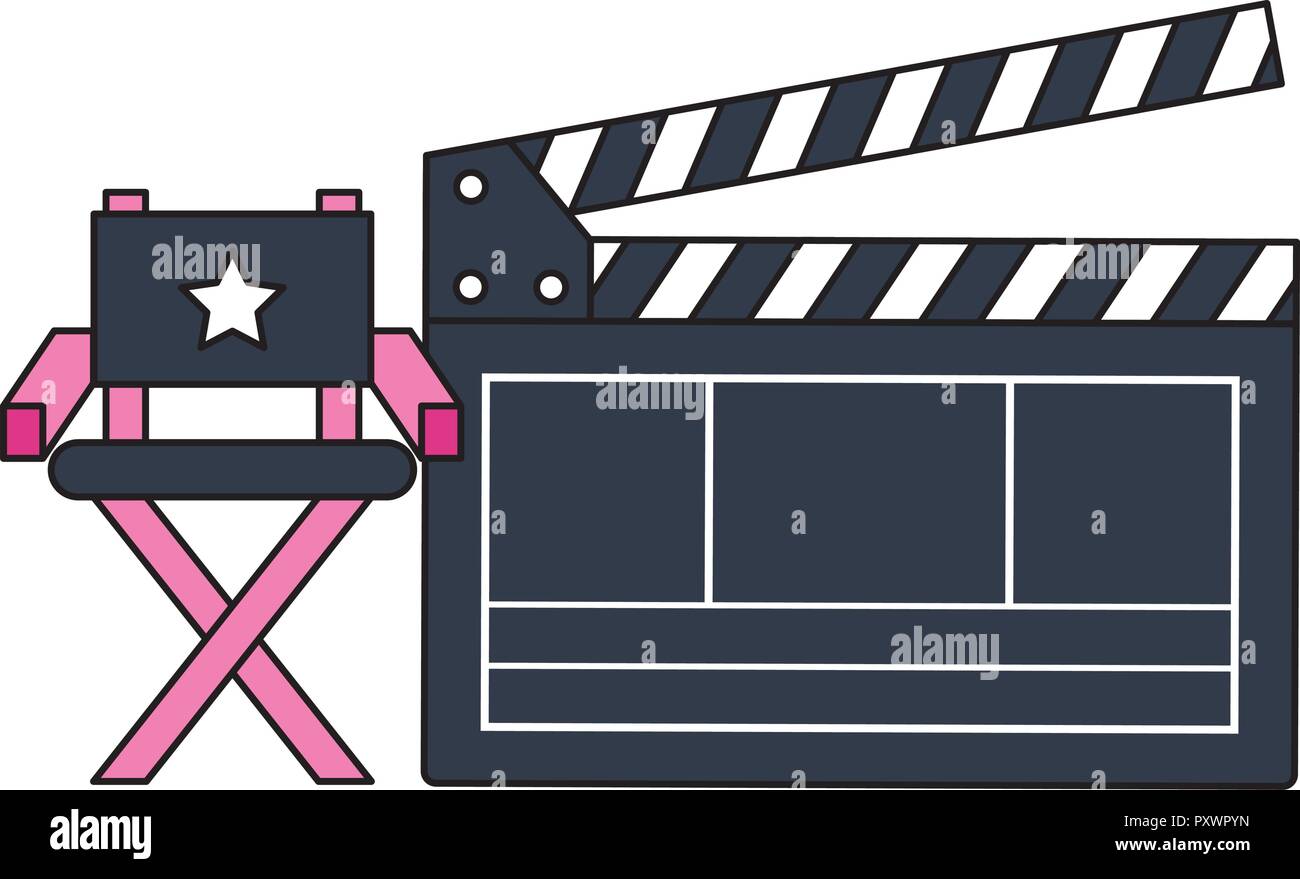 Klappe und Direktor Stuhl cinema Film Movie Vector Illustration Stock Vektor