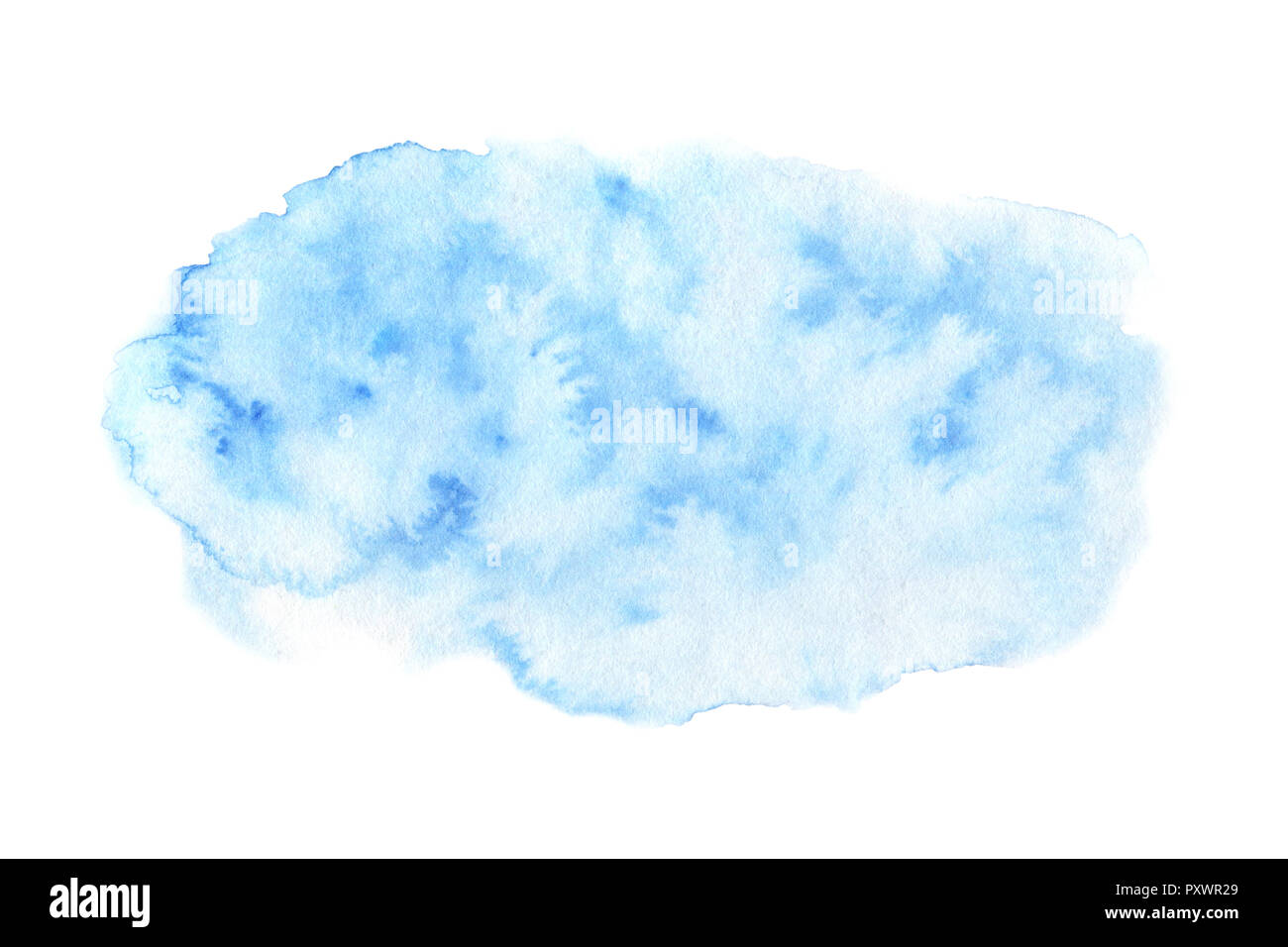 Von Hand bemalt blau Aquarell Textur auf dem weißen Hintergrund. Vorlage für Karten und Einladungen. Stockfoto