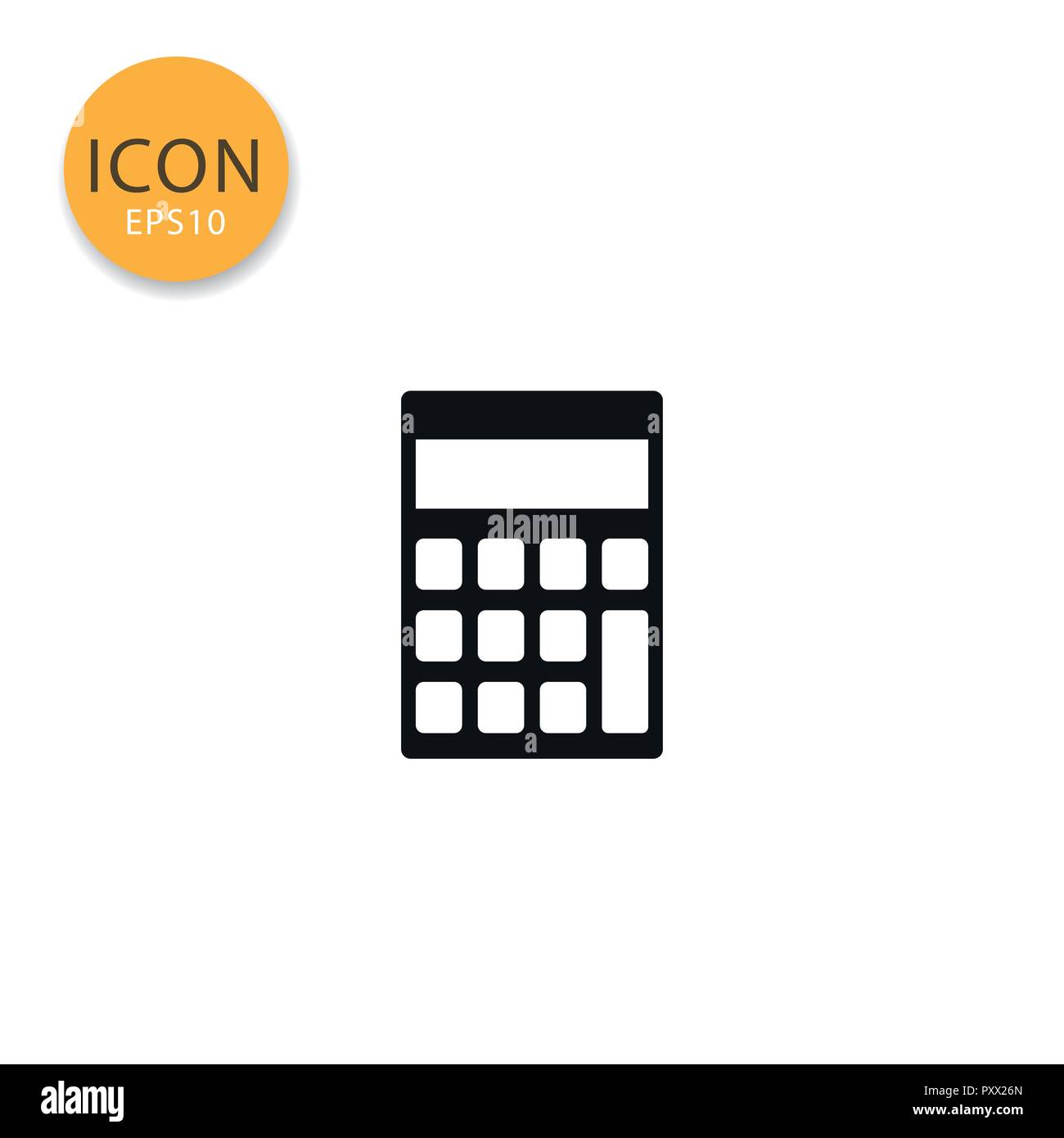 Symbol Rechner Flat Style in Schwarz Vector Illustration auf weißem Hintergrund. Stock Vektor