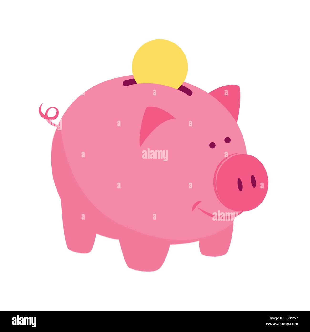 Piggy Bank mit einer Münze einfachen Vektor EPS Abbildung 10 Stock Vektor