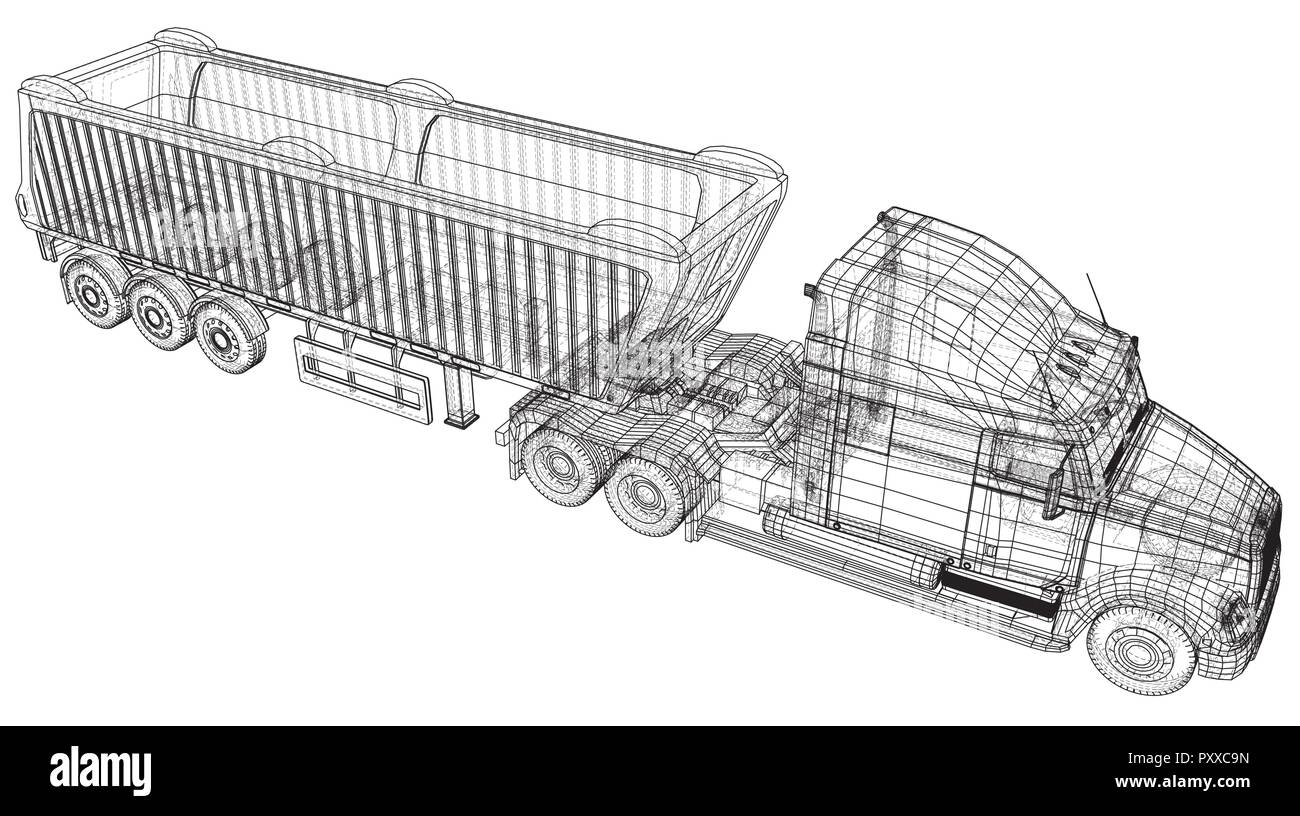 Vektor Dump Truck. Kipper Lkw auf transparenten Hintergrund. racing Abbildung der 3d. EPS 10 Vektor Format Stock Vektor