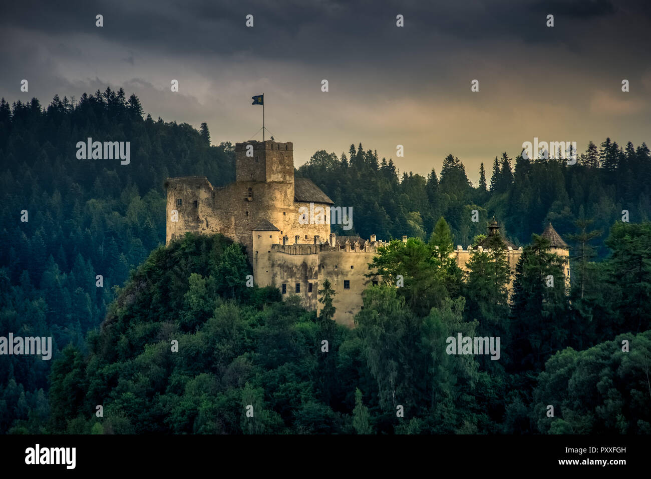 Mittelalterliche Burg in Niedzica auf den Süden Polens mit den Czorsztyn See um. Stockfoto
