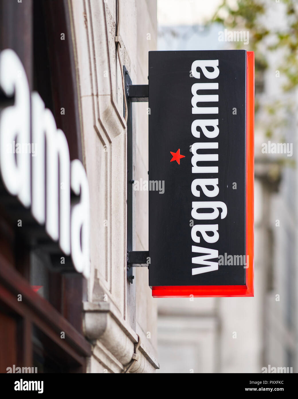 Wagamama Restaurant, Zeichen Stockfoto