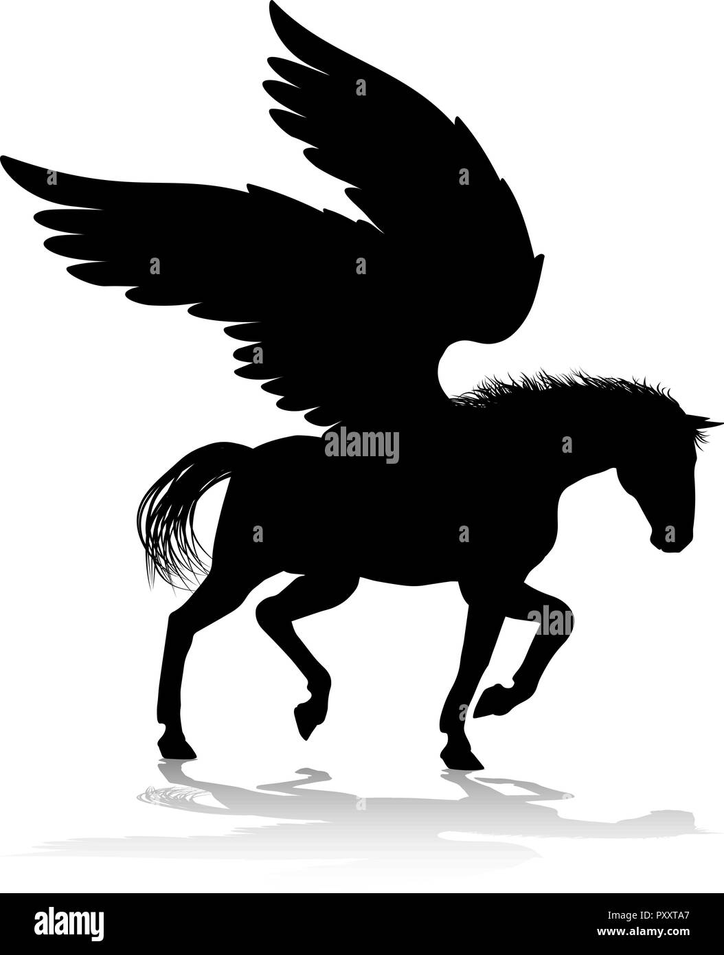 Pegasus Silhouette Mythologische geflügeltes Pferd Stock Vektor