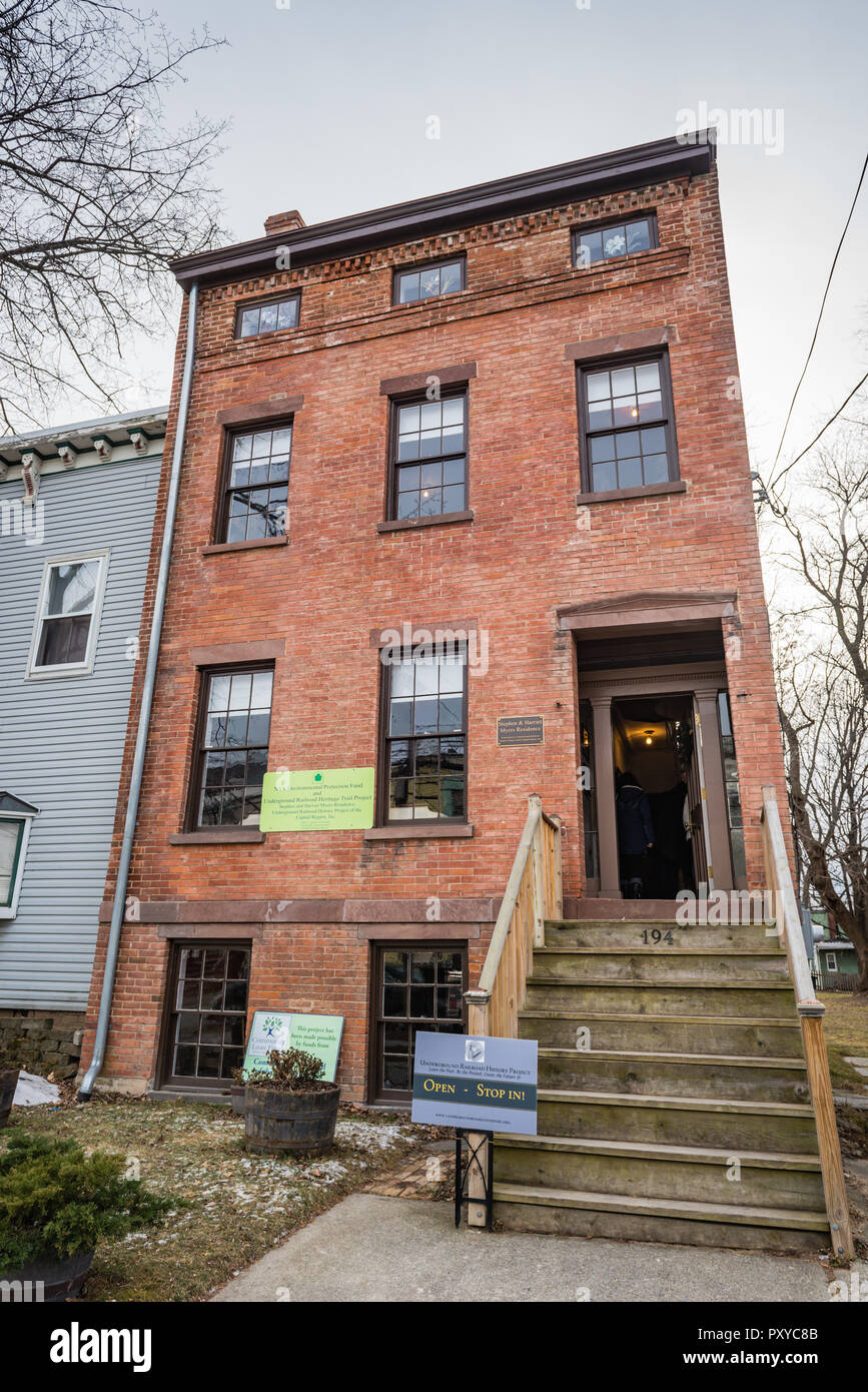 Die wiederhergestellten Stephen und Myers Residence ist die Heimat der Underground Railroad Geschichte Projekt der Capital Region. Stockfoto