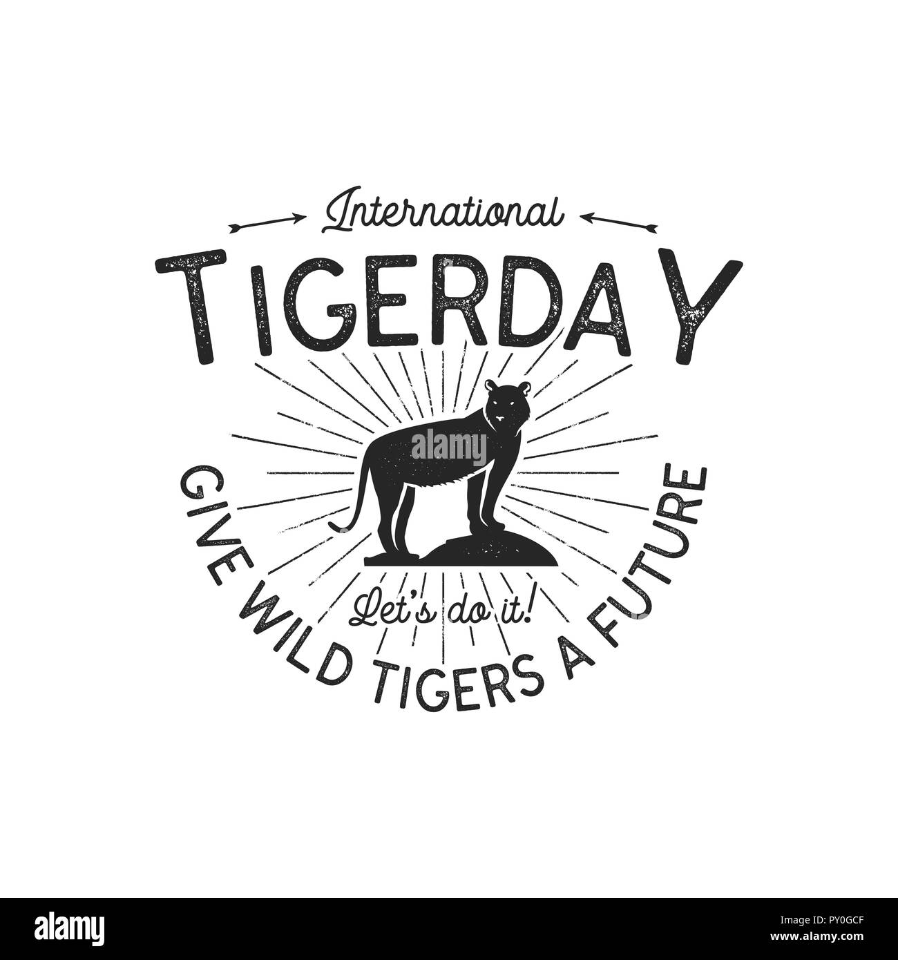 Internationale tiger Tag Emblem. Wild animal Abzeichen Design. Jahrgang ...