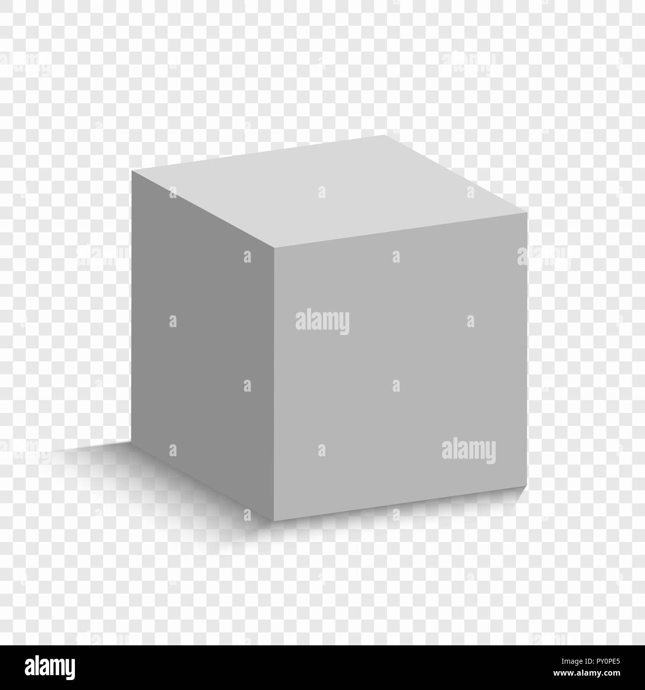 White Cube mit einer Perspektive. 3d-Modell mit einem Schatten Stock Vektor