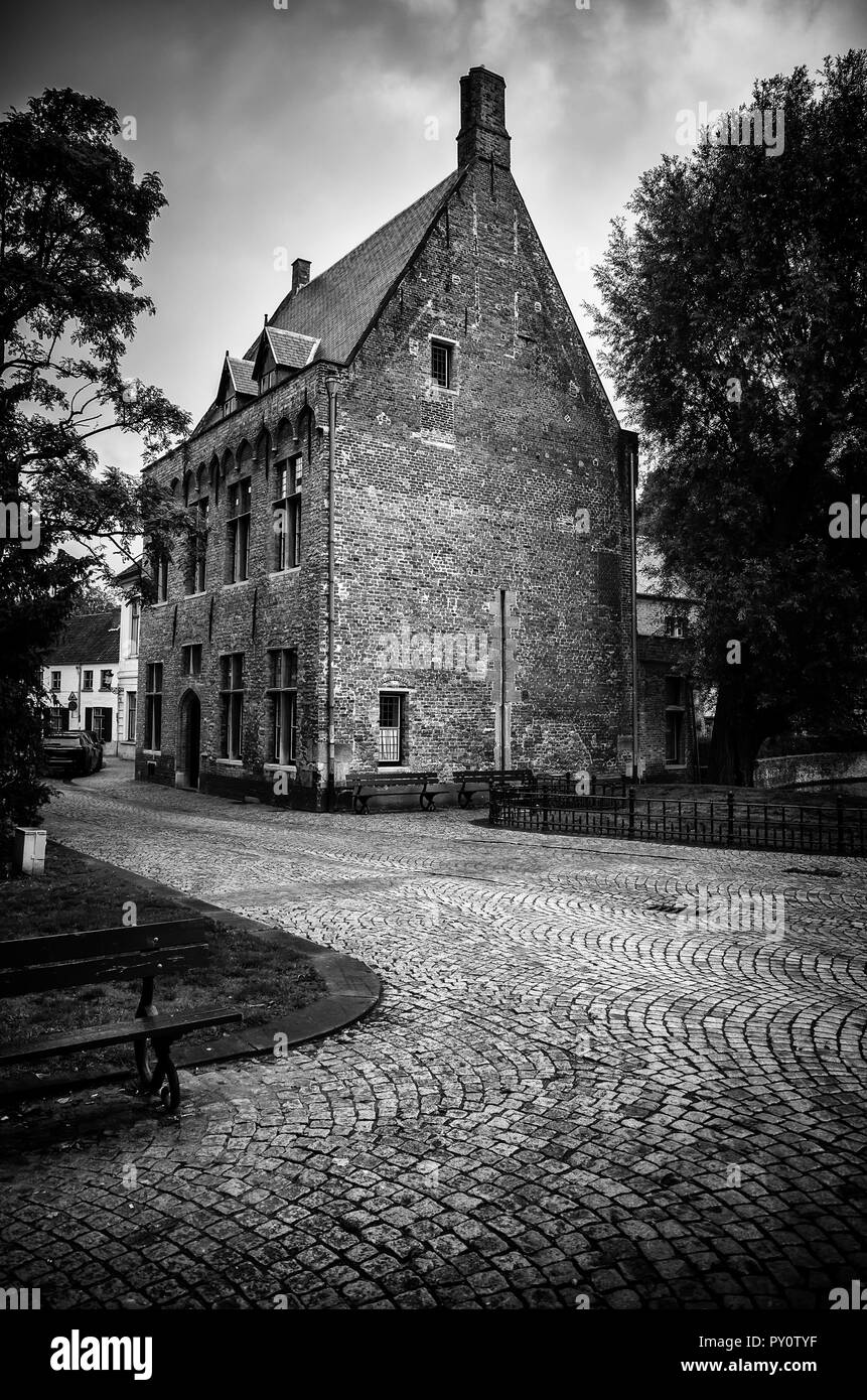 Typisches Haus von Brügge, Detail der mittelalterlichen Häuser, Tourismus in Belgien, Europa Stockfoto
