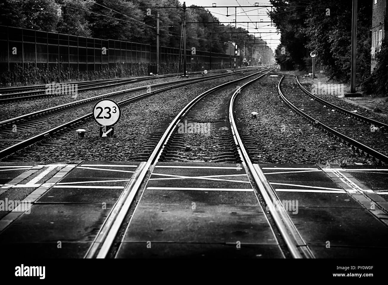 Zug in eine Station, Transport von Schienen, Reise Stockfoto